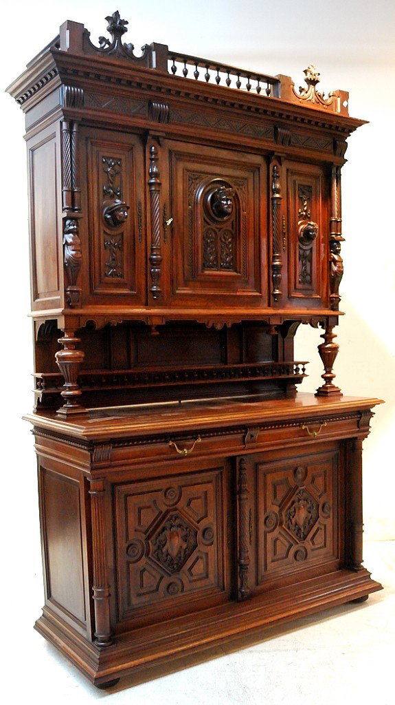 A HENRI II STYLE WALNUT BUFFET: A HENRI II STYLE WALNUT BUFFET 97½ x 59½ x 23½ inches