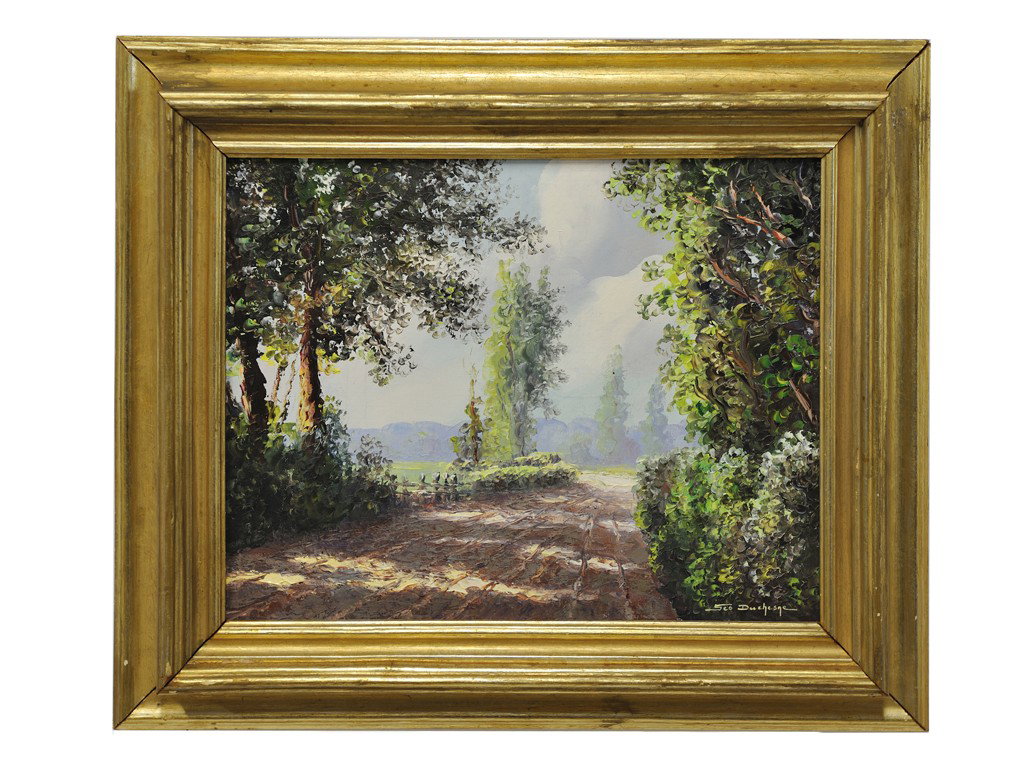 S. DUEHESGE, Landscape, Oil on canvas., 10 x 14 in: S. DUEHESGE Landscape Oil on canvas. Inscription on back illegible. 10 x 14 inches (25.4 x 35.6 cm)