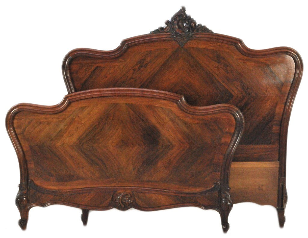 FRENCH ROSEWOOD BED: FRENCH ROSEWOOD BED 53 x 75 inches