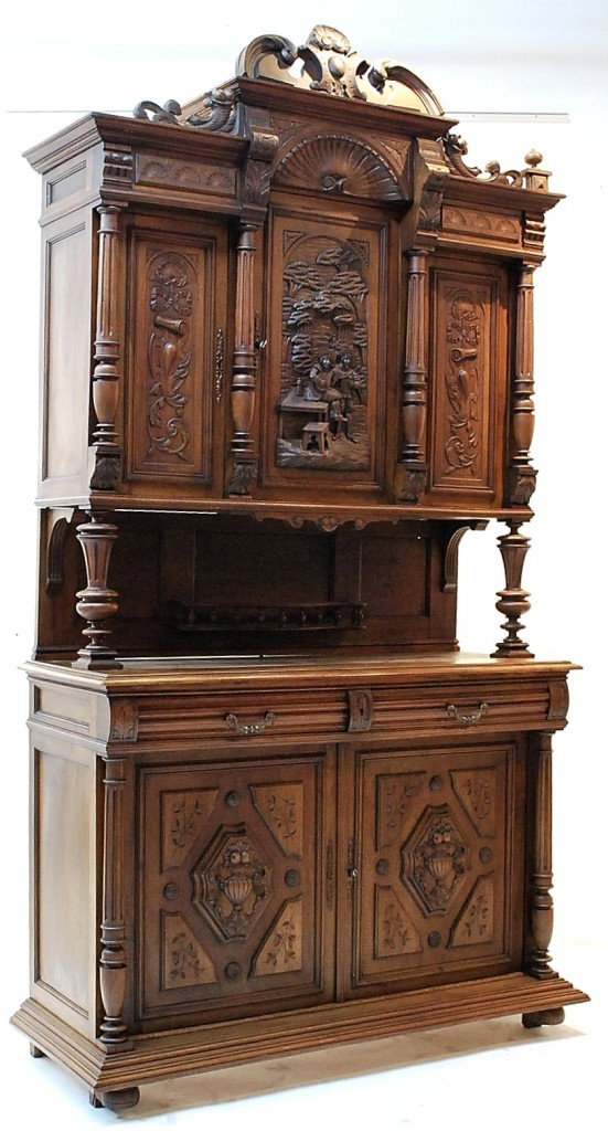 HENRI II STYLE WALNUT BUFFET: HENRI II STYLE WALNUT BUFFET 101½ x 55½ x 21½ inches