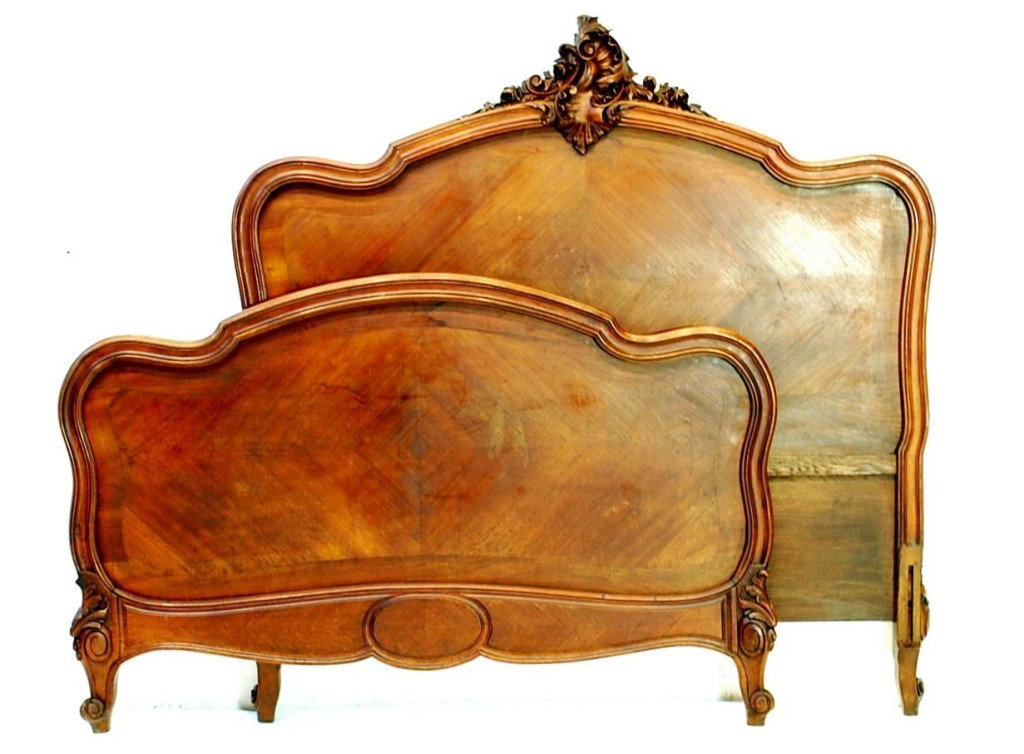 LOUIS XV STYLE WALNUT BED: LOUIS XV STYLE WALNUT BED width: depth: 73 inches