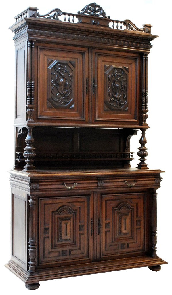HENRI II STYLE WALNUT BUFFET: HENRI II STYLE WALNUT BUFFET 100 x 57 x 23 inches