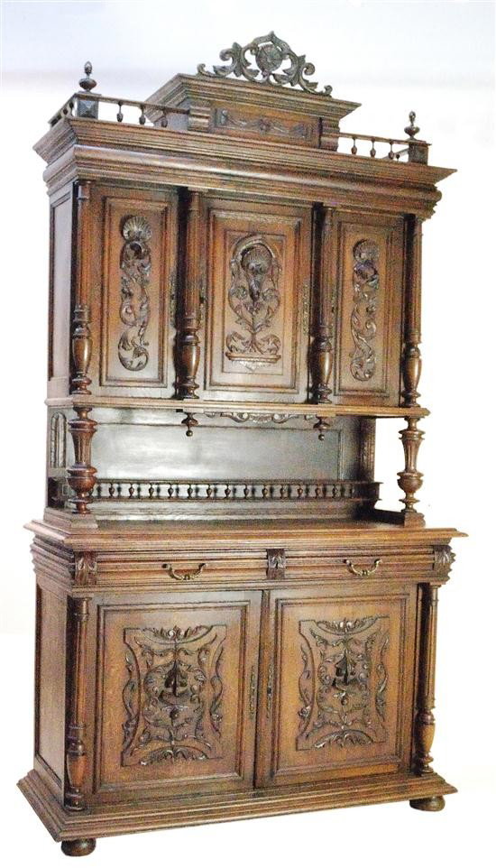 HENRI II STYLE WALNUT BUFFET: HENRI II STYLE WALNUT BUFFET 100 x 54 x 21 inches
