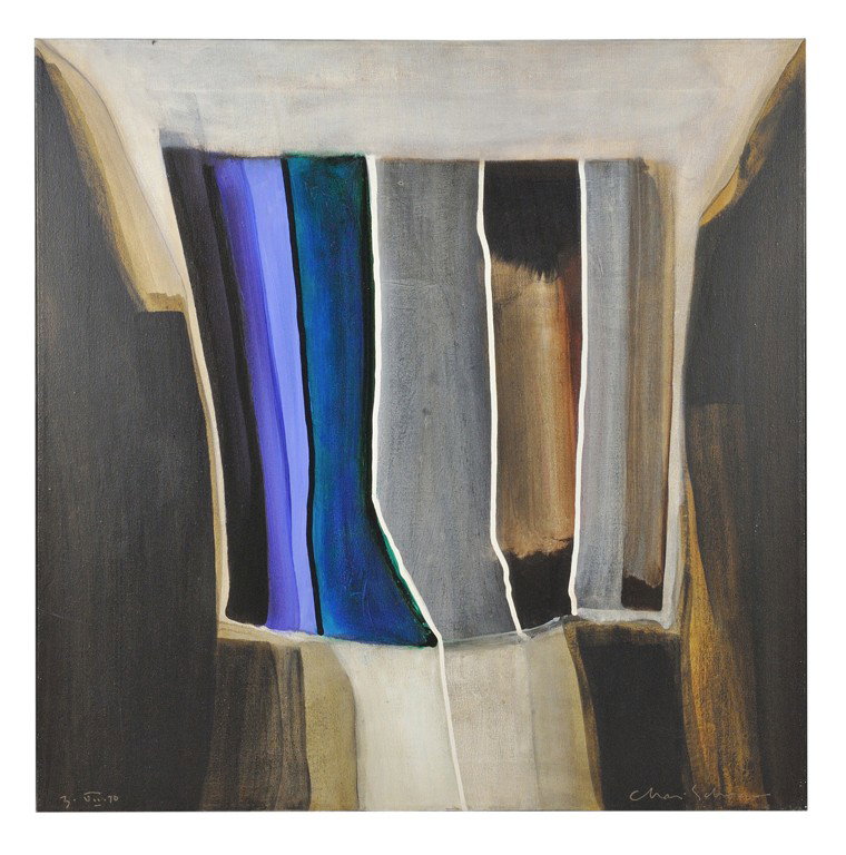 CHARLES SCHORRE, American, 1925 - 1996Signed L.R., : CHARLES SCHORRE American, 1925 - 1996Signed L.R. Oil on canvas. Abstract Condition: Good 36 x 36 inches (91.4 x 91.4 cm)