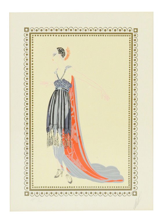 ERTÉ, Romain De Tirtoff, Russian, 1882-1990, Worke: ERTÉ Romain De Tirtoff, Russian, 1882-1990, Worked in France under pseudonym Erté. ""SEDUCTRESS"" Lithograph. Artist's Proof 51/60, Signed in pencil 14 1/2 x 9 3/4 (36.8 x 24.8 cm)