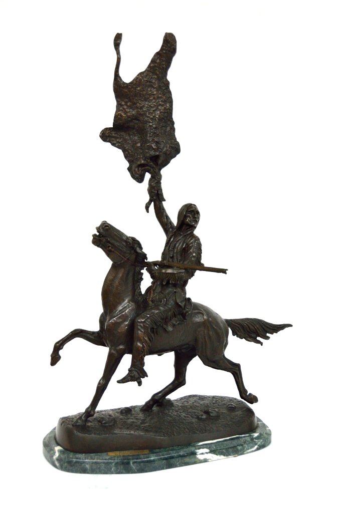 "BUFFALO SIGNAL" BY FREDRIC REMINGTON A BRONZE RECA: ""BUFFALO SIGNAL"" BY FREDRIC REMINGTON A BRONZE RECASTING 20the Century The Buffalo Signal was created for the son of a French family who had befriended Remington during a trip out west. The Devereux