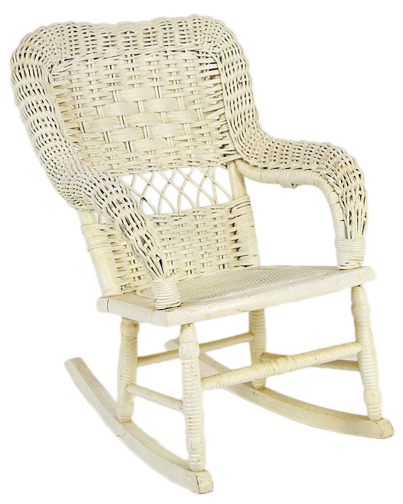 215 ANTIQUE CHILDS WICKER ROCKING CHAIR