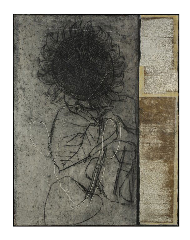 ROBERTO JUAREZ, American b. 1952. Circa, 1990.: ROBERTO JUAREZ American b. 1952. Circa, 1990. ""MORNING COMPOSER"" Mixed media on linen. Very good condition. 66 x 33¼ inches (167.6 x 84.5 cm).