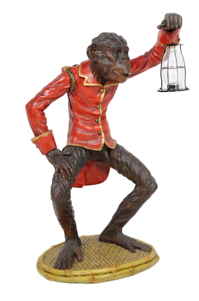 FRENCH STYLE "COURT" MONKEY WITH LANTERN: FRENCH STYLE ""COURT"" MONKEY WITH LANTERN 35½ x 22 x 14 inches