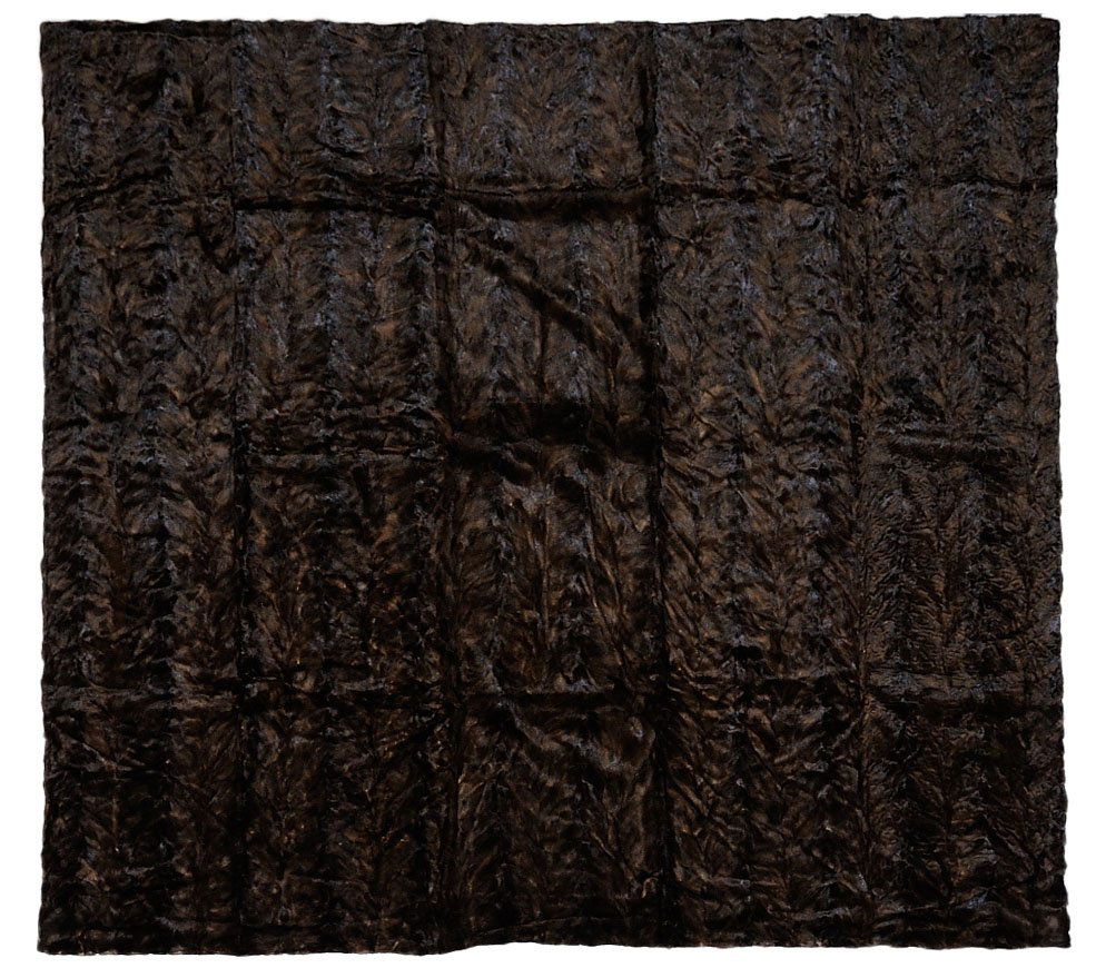 QUEEN SIZE MINK COVERLET IN SABLE BROWN: QUEEN SIZE MINK COVERLET IN SABLE BROWN A rich and luxurious patched mink coverlet/throw in sable brown. 118 x 118 inches