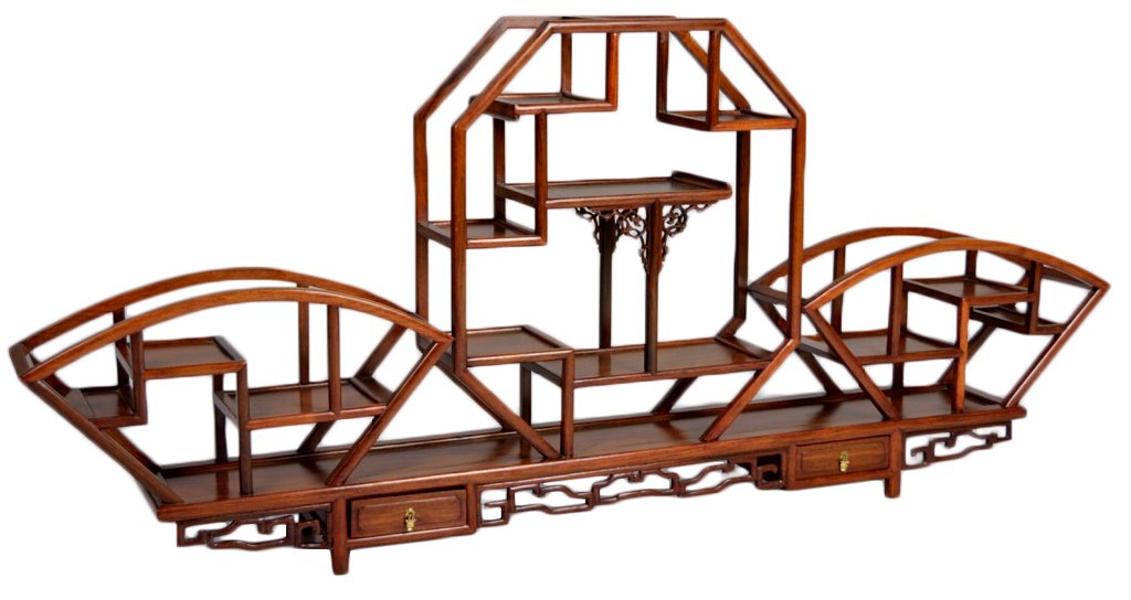 ASIAN STYLE ROSEWOOD DISPLAY STAND: ASIAN STYLE ROSEWOOD DISPLAY STAND 25 x 58 x 7 inches