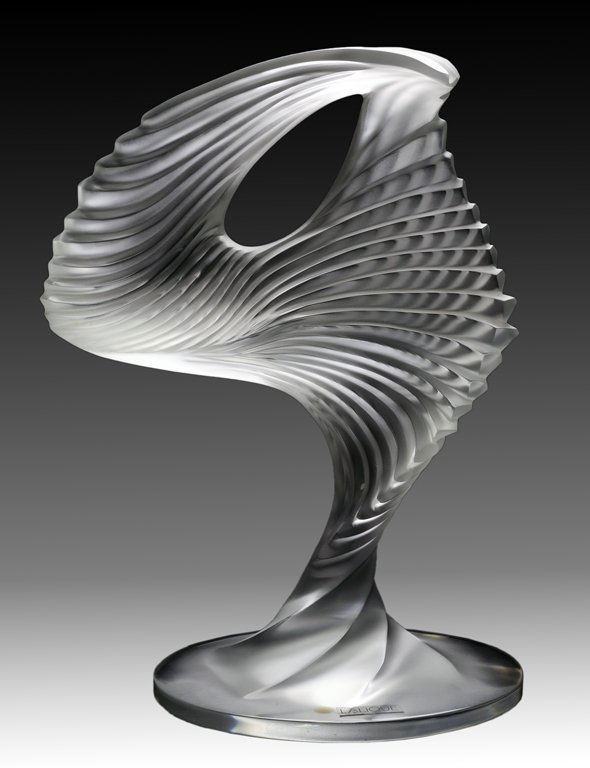 LALIQUE "TROPHY" Very good condition.: LALIQUE ""TROPHY"" A Lalique crystal trophy with satin finish (originally designed as an ice skating trophy) style no. 11660, first issued in 1987 when Lalique sponsored an international ice skating c