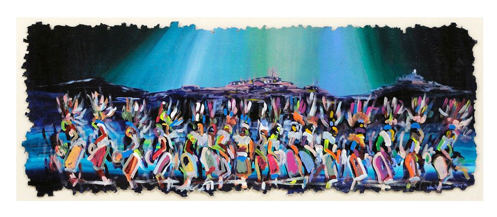 PABLO ANTONIO MILAN, American, b. 1961., "UNTITLED: PABLO ANTONIO MILAN American, b. 1961. ""UNTITLED"" Impressionistic oil on handmade paper. Very good condition. Museum mounted and framed under glass. 22 x 58 inches (55.9 x 147.3 cm).