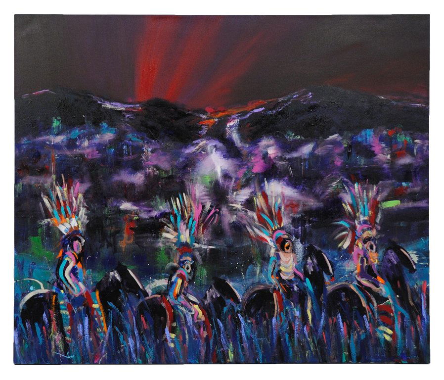 PABLO ANTONIO MILAN, American, b. 1961., "MOUNTAIN: PABLO ANTONIO MILAN American, b. 1961. ""MOUNTAIN RUN"" Impressionistic oil on canvas. Signed lower right. Very good condition. Unframed. 60 x 72 x ½ inches (152.4 x 182.9 x 1.3 cm).