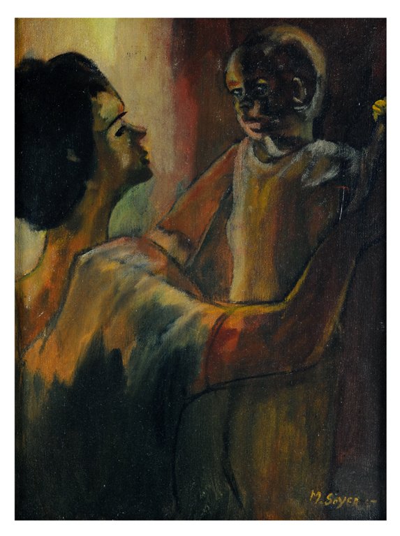 MOSES SOYER (Russian/American, 1899-1975): MOSES SOYER (Russian/American, 1899-1975) ""MOTHER AND CHILD"", 1941 Oil on canvas, signed and date ""M.SOYER 41"" Reference Literature: For the work of Moses Soyer in the 40's see SMITH, Bernard, ""M