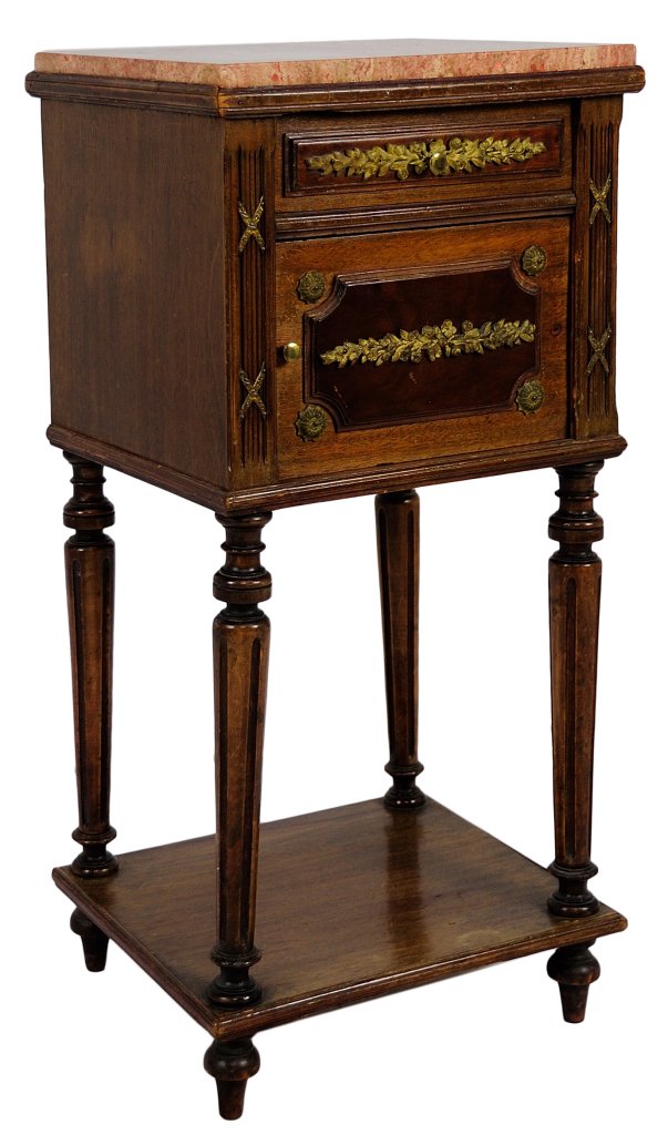 LOUIS XVI STYLE MARBLE TOP LAMP TABLE: LOUIS XVI STYLE MARBLE TOP LAMP TABLE Late 19th Century Provenance: Mrs. Saskia Shapiro, wife of Oscar-winning screenwriter Stanley Shapiro, whose string of romantic comedies included ''Pillow Talk,''