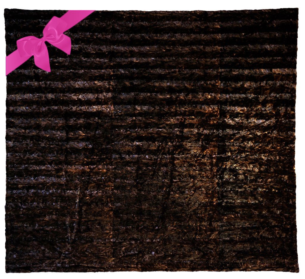 "HERS" KING SIZE MAHOGANY MINK COVERLET: "HERS" KING SIZE MAHOGANY MINK COVERLET 20th Century A large square throw or coverlet made of deep brown mink pieces from Scandinavia, lined with matching satin, sewn in a trellis pattern; labeled to