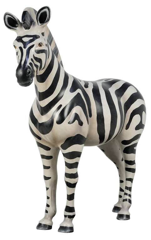 SERGIO BUSTAMANTE (Mexican, 1942-PRESENT) "ZEBRA": SERGIO BUSTAMANTE (Mexican, 1942-PRESENT) ""ZEBRA"" ""ZEBRA"" (""CEBRA"") Polychromed papier-mache, signed and numbered "" SERGIO BUSTAMANTE 4/100"". 30½ x 10 x 33 inches