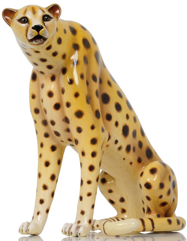 SERGIO BUSTAMANTE (Mexican, 1942-PRESENT) "CHEETAH": SERGIO BUSTAMANTE (Mexican, 1942-PRESENT) ""CHEETAH"" ""CHEETAH"" (""CHEETA"") Polychromed papier-mache, signed and numbered ""SERGIO BUSTAMANTE 9/100"". 23 x 9 x 24½ inches