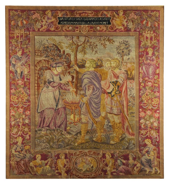 A LARGE FRAMED ANTIQUE NEEDLEPOINT France 19th CENTURY : A LARGE FRAMED ANTIQUE NEEDLEPOINT France 19th CENTURY Set in a pastoral landscape, this expressive antique combination of fine needlepoint and very fine miniature needlework work from France tells a