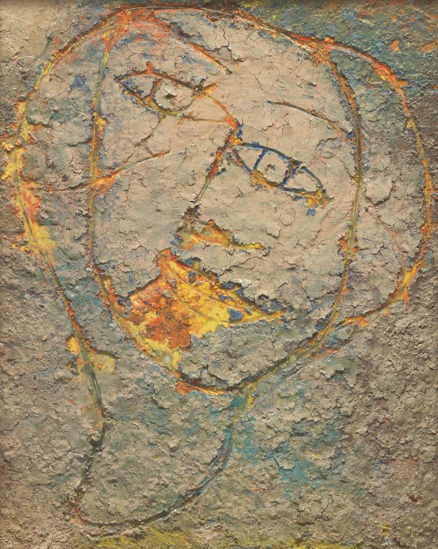 Jamali Faiz Aqdas Hussain Khanjamali Yousafzai: Jamali Faiz Aqdas Hussain Khanjamali Yousafzai (American/Pakistani, b. 1944) 28" x 22" Face. Fresco-Tempera on panel, in a modern deep box frame with gilt finish, overall 35" x 29". Paper label "Art a