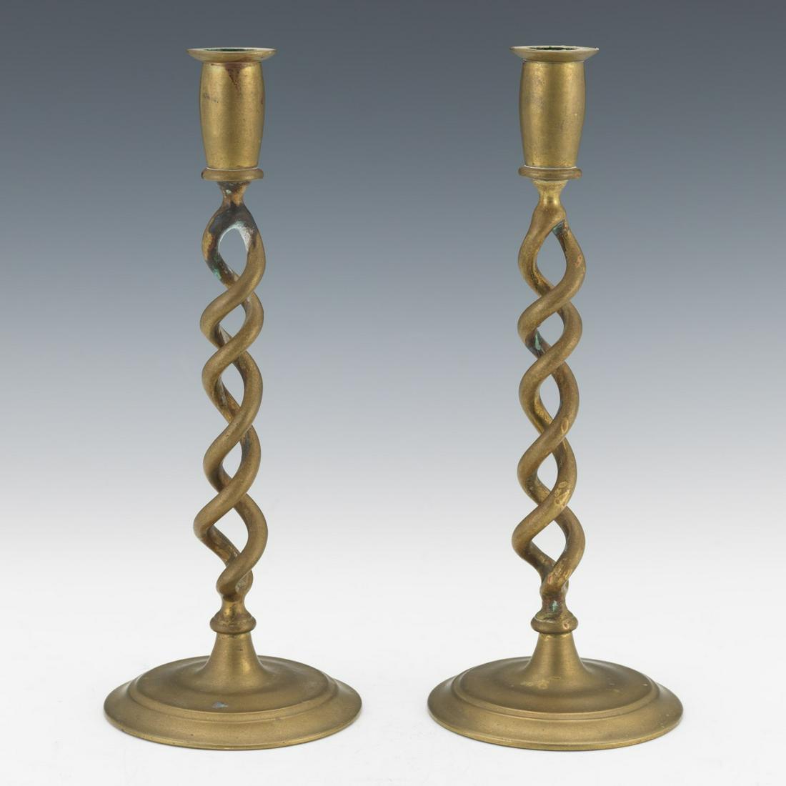 Vintage Brass Barley Twist Candlesticks