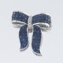 Ladies' Gold, Blue Sapphire and Diamond Bow Pin/Brooch