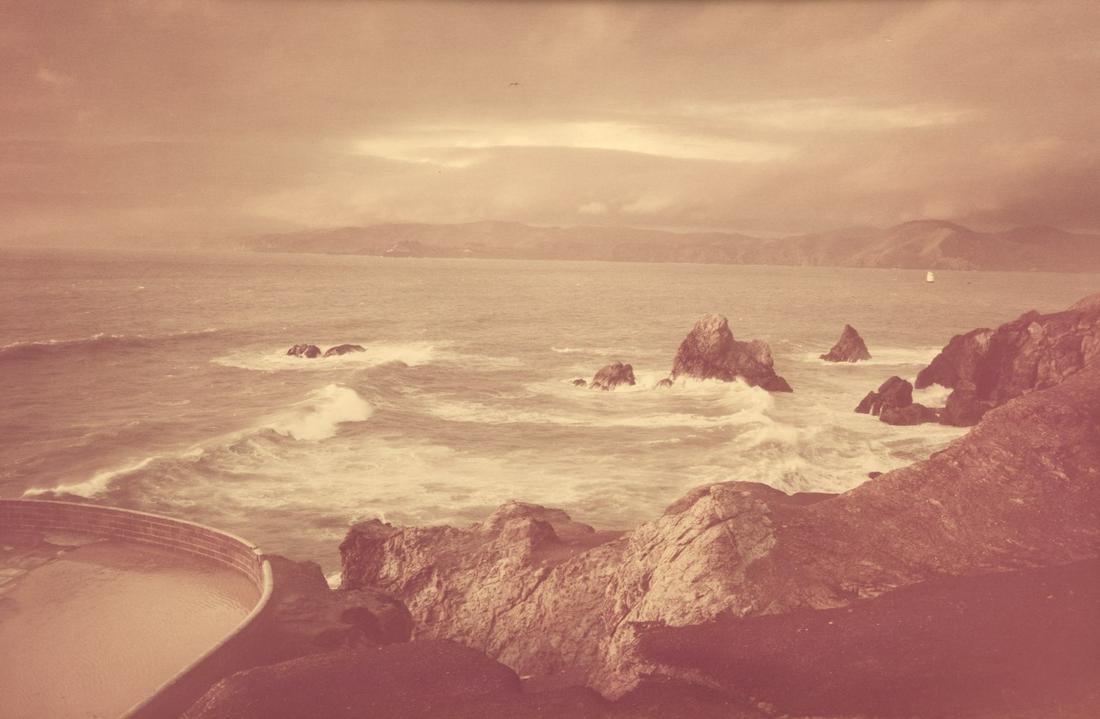 Len Jenshel (American, b. 1949): 15-7/8" x 20" paper size "Sutro Baths, San Francisco", ca. 1978. C print on Kodak paper, signed in pen lower left margin, titled and dated in pen lower center margin, prior label from Art Options Inc.
