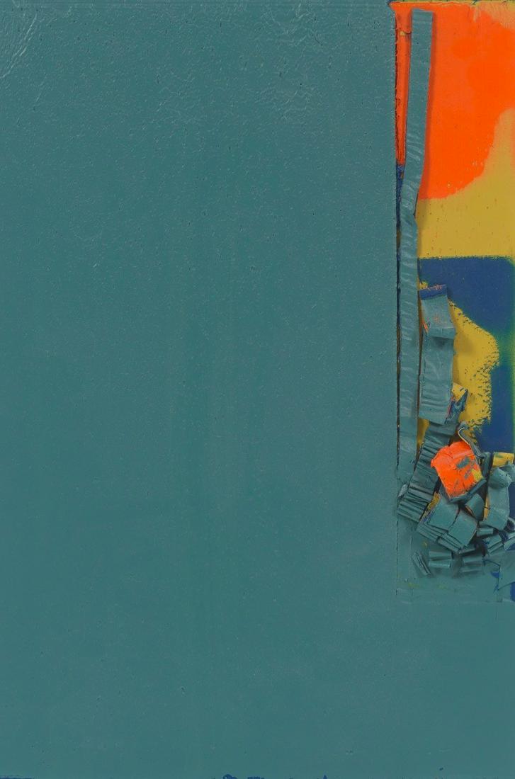 Leslie Wayne (American, b. 1953): 15" x 10" "Blueprint", 1997. Oil on wood, signed, titled, and dated verso, label verso with artist's name, title, size, and medium, unframed. View and Bid on AspireAuctions.com</