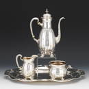 Gorham Martele Fine Four-Piece Sterling Hand Chased Coffee Service, Chaser George W. Sauthof, Provi