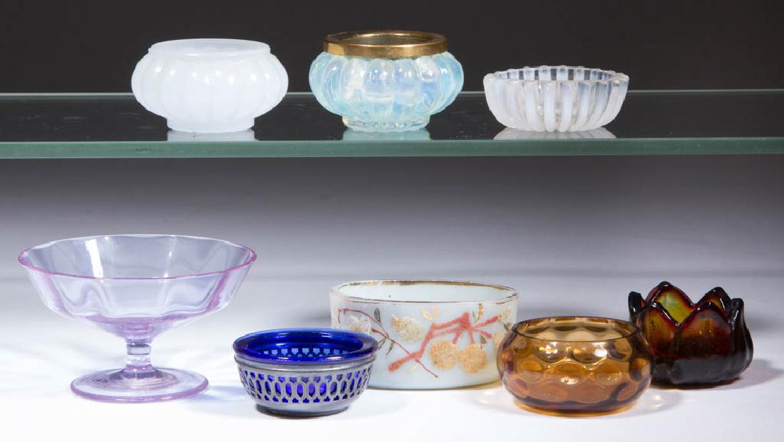 ASSORTED GLASS OPEN SALTS, LOT OF EIGHT (1 of 1)