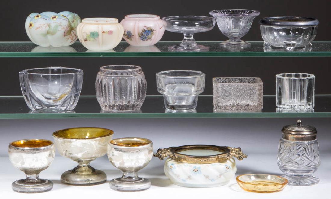ASSORTED GLASS OPEN SALTS AND OTHER ARTICLES, LOT OF 17 (1 of 1)