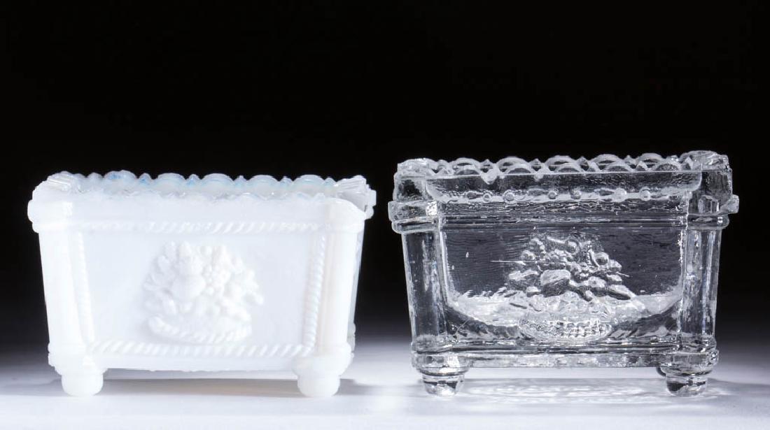 NE NEW ENGLAND MARKED PRESSED OPEN SALTS, LOT OF TWO (1 of 3)