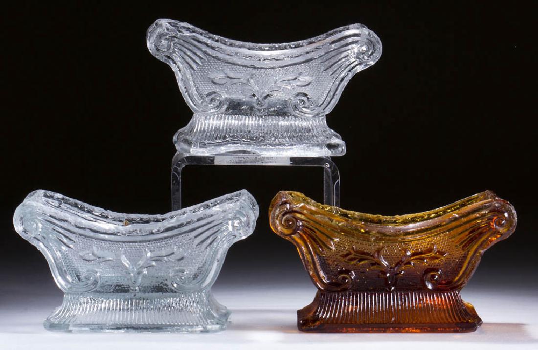 SN-1C STAG'S HORN PRESSED OPEN SALTS, LOT OF THREE (1 of 4)