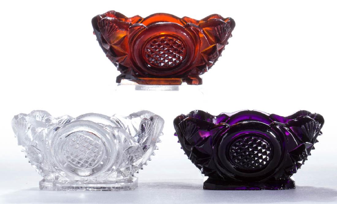 OO OCTAGON OBLONG PRESSED OPEN SALTS, LOT OF THREE (1 of 4)