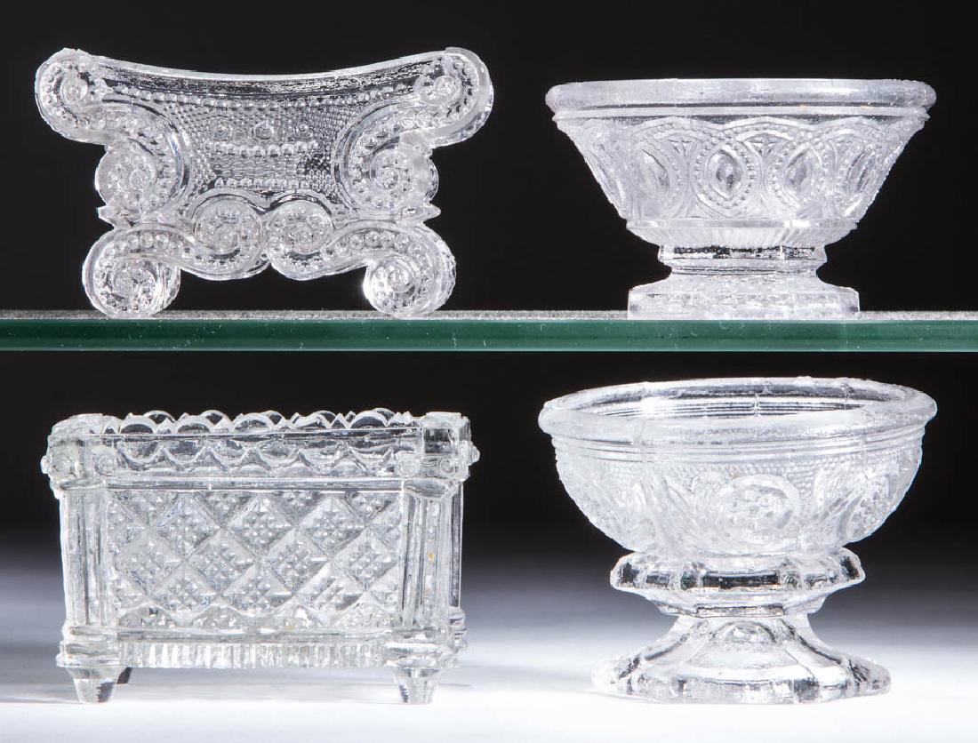 ASSORTED LACY PERIOD PRESSED OPEN SALTS, LOT OF FOUR (1 of 1)