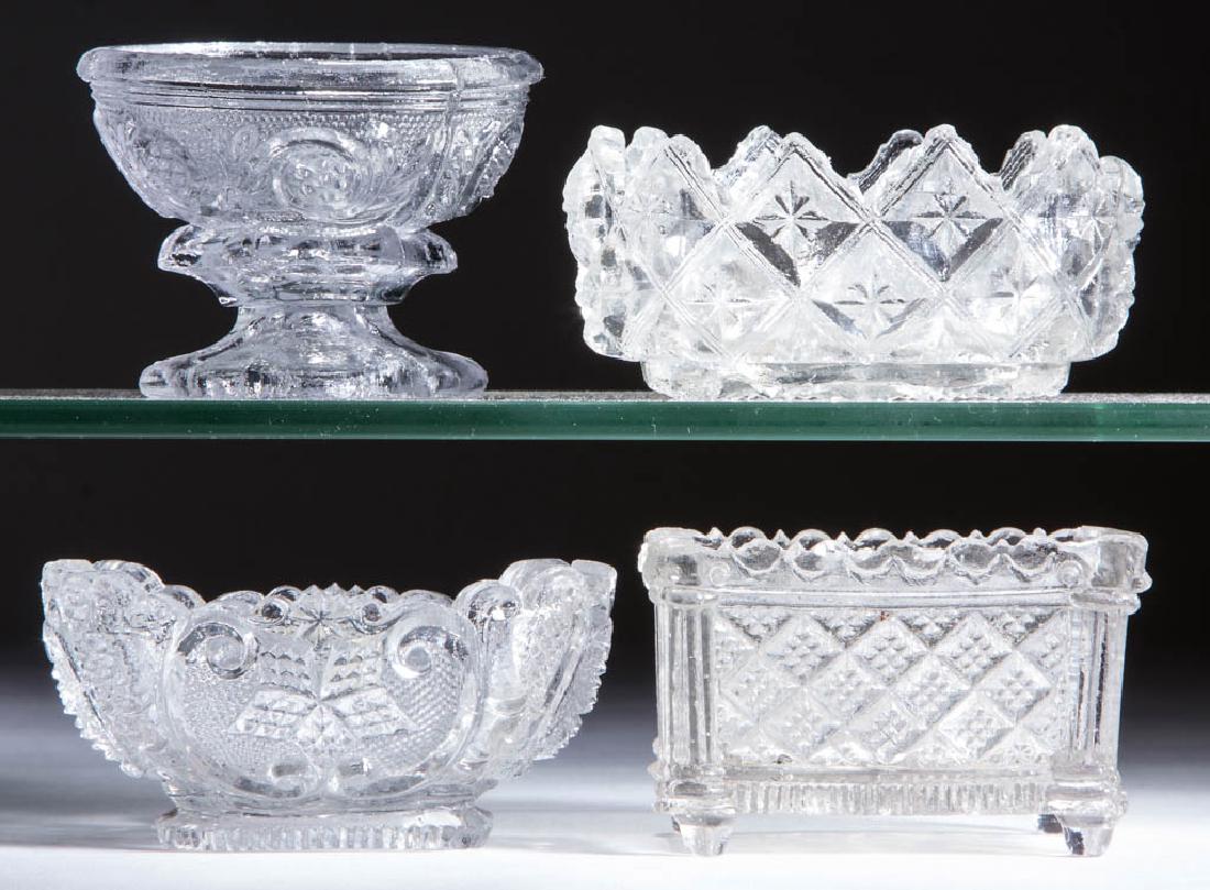 ASSORTED LACY PERIOD PRESSED OPEN SALTS, LOT OF FOUR (1 of 1)