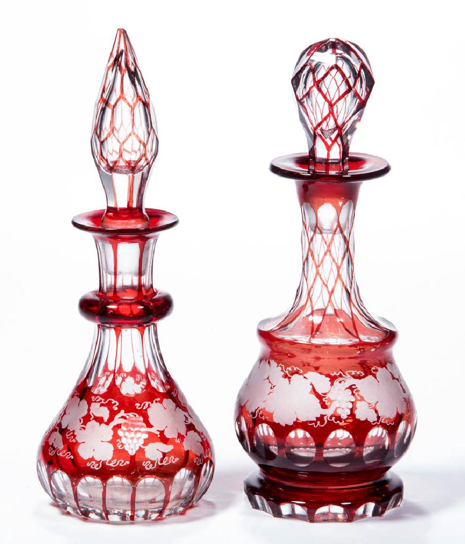 RUBY-STAINED, CUT, AND ENGRAVED COLOGNE / PERFUME (1 of 1)