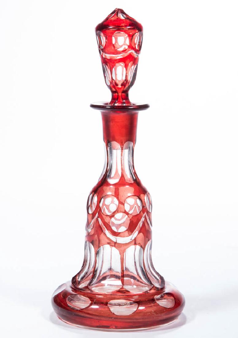 RUBY-STAINED AND CUT COLOGNE BOTTLE (1 of 1)