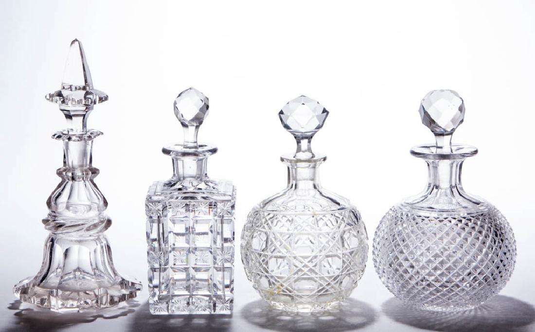 ASSORTED CUT GLASS COLOGNE BOTTLES, LOT OF FOUR (1 of 1)