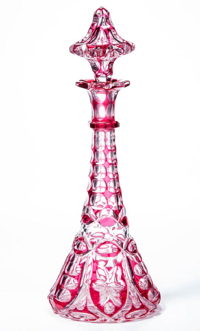 CUT OVERLAY FLOWER PANEL AND PUNTY COLOGNE BOTTLE (1 of 1)