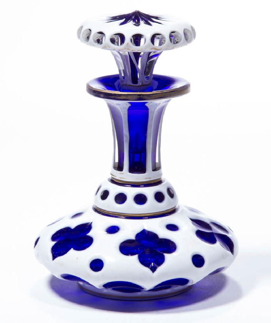 CUT DOUBLE OVERLAY TREFOIL AND PUNTY COLOGNE BOTTLE (1 of 1)