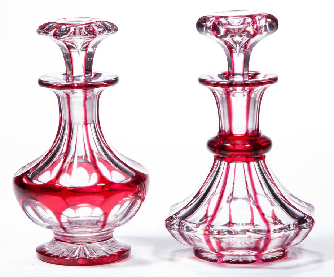 ASSORTED CUT OVERLAY COLOGNE BOTTLES, LOT OF TWO (1 of 1)