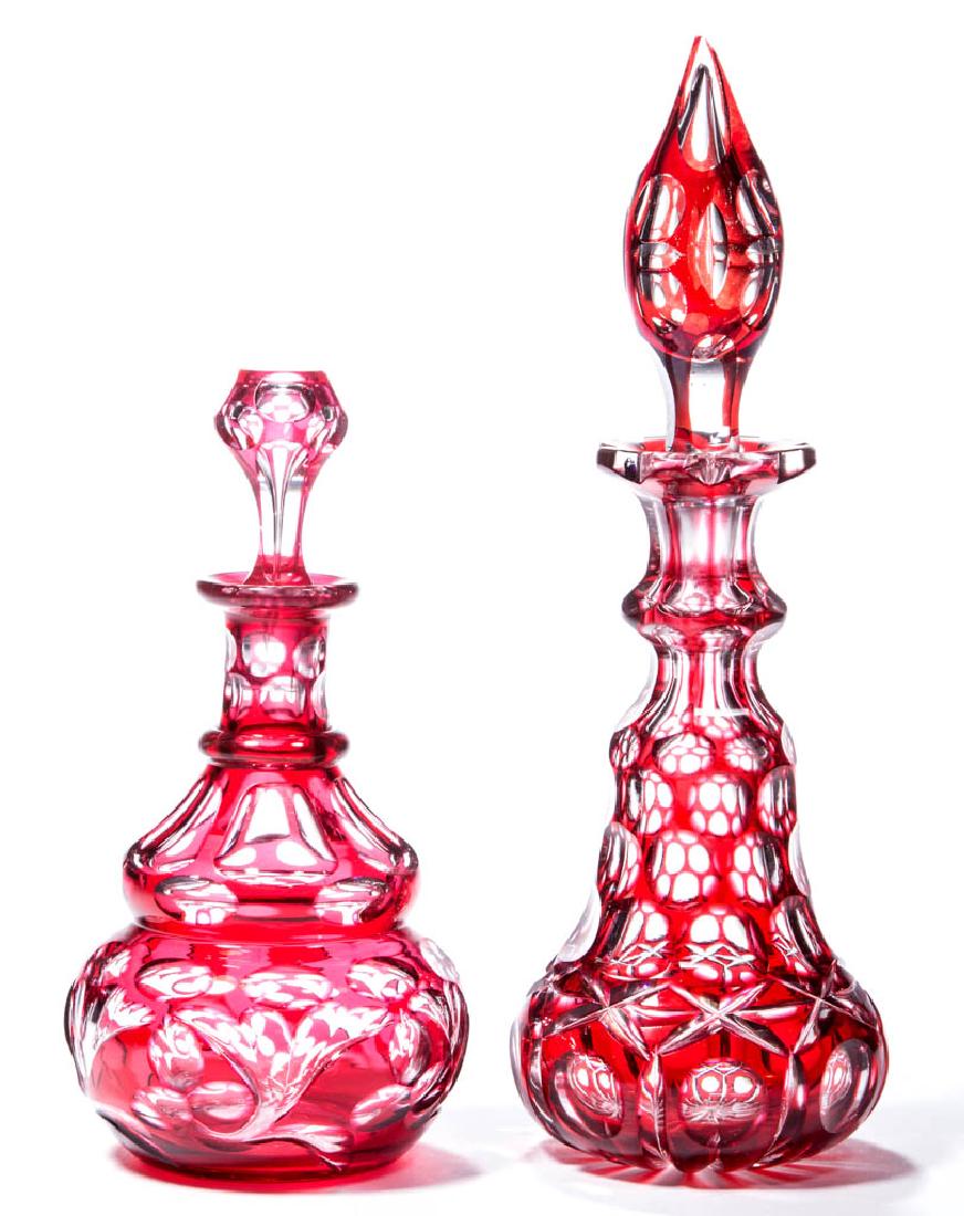 ASSORTED CUT OVERLAY COLOGNE BOTTLES, LOT OF TWO (1 of 1)