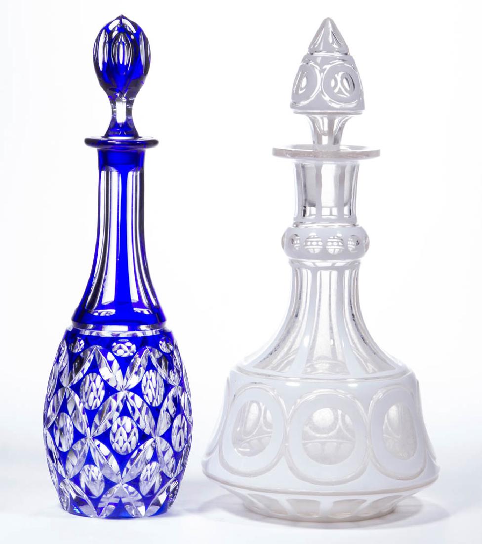ASSORTED CUT OVERLAY DECANTERS, LOT OF TWO (1 of 1)