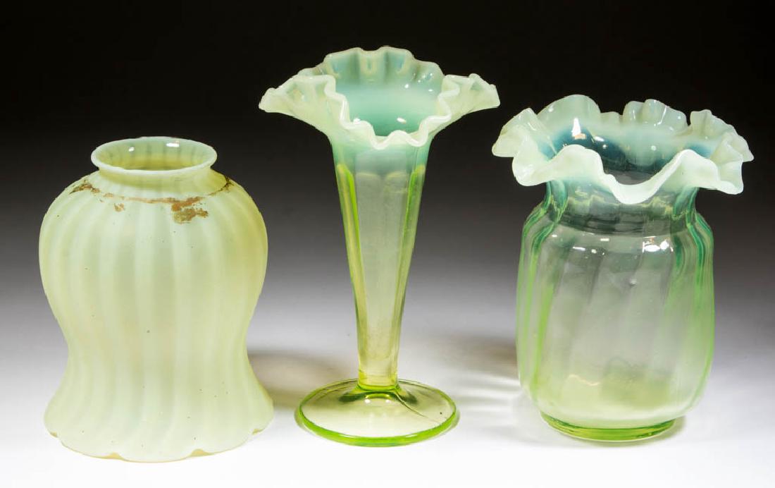 ASSORTED OPALESCENT GLASS ARTICLES, LOT OF THREE (1 of 1)