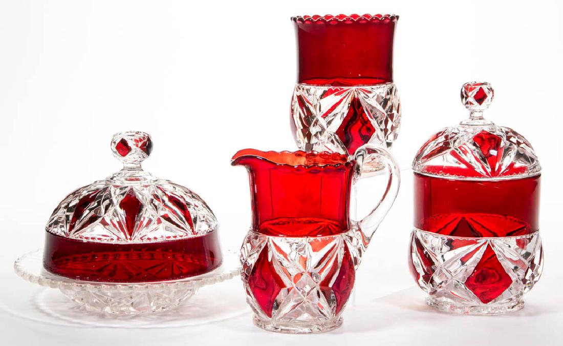 ALBANY - RUBY-STAINED FOUR-PIECE TABLE SET (1 of 1)