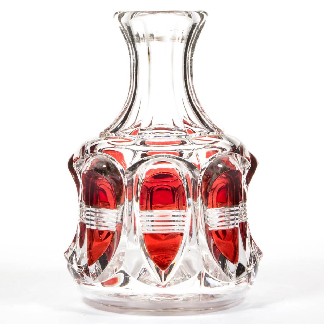 BARRED OVAL - RUBY-STAINED WATER CARAFE / BOTTLE (1 of 1)