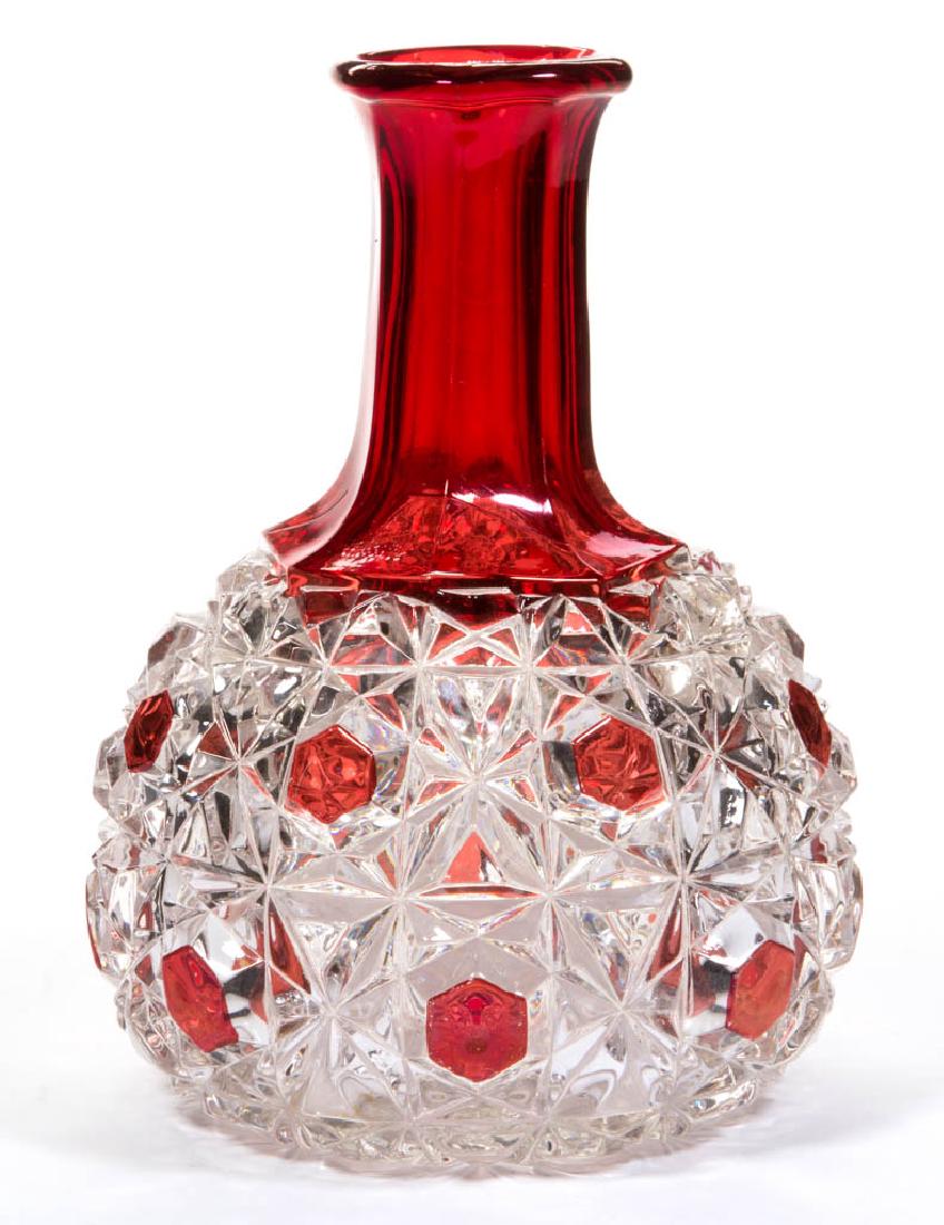 BIG BUTTON - RUBY-STAINED WATER CARAFE / BOTTLE (1 of 1)