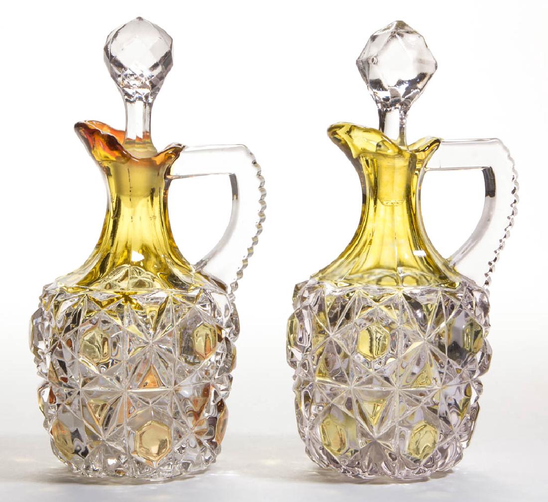 BIG BUTTON - AMBER-STAINED CRUETS, LOT OF TWO (1 of 1)